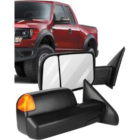 ECCPP Tow Mirrors Replacement fit for 2002-2008 for Dodge for Ram 1500 2500 3500 Tow Mirrors Power Heated Turn Signal Lights Pair Mirrors Driver Side and Passenger Side Manual Flip up