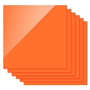 6 Pack 12 x 12 Inch Orange Acrylic Sheet, 1/8 Inch Thick Acrylic Cast Plexiglass Board, Acrylic Plexiglass Panels for Craft, Signs, Painting, Photography Background, Display Stand