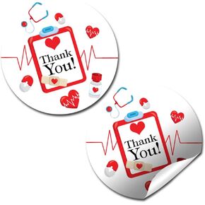 Nursing School Graduation Nurse Appreciation Themed Sticker Labels, 40 2" Party Circle Stickers by AmandaCreation, Great for Party Favors, Envelope Seals & Goodie Bags