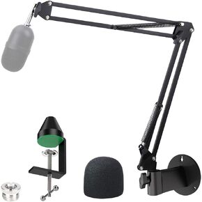 YOUSHARES Razer Seiren Mini Boom Arm Mic Stand with Pop Filter, Mic Wall Mount and Heavy Duty Table Mount Clamp for Razer Seiren Mini Streaming Microphone