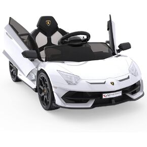 Hetoy Ride on Car for Kids 12V Licensed Lamborghini Electric Vehicles Battery Powered Sports Car with Control, 2 Speeds, Sound System, LED Headlights and Hydraulic Doors