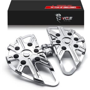 MZS Motorcycle Passenger Foot Pegs, Touring Rear Floorboards Footboards Floor Boards Skeleton Chrome Compatible with Dyna | Electra/Road/Street Glide | Road King | Softail | Sportster | Trike | V Rod