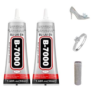 غراء B7000، شفاف بطرف دقيق، 2 × 50 مل، سيليكون، سائل، مقاوم للماء، للحرف اليدوية، المجوهرات، أحجار الراين، المعدن، الحجر، القماش، الزجاج، الخشب