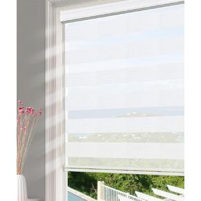 Homebox Zebra Blinds for Windows, Roller Window Shades, Light Filtering Sheer Window Treatments Light Control for Day and Night, Easy to Install, 38" W x 72" H White