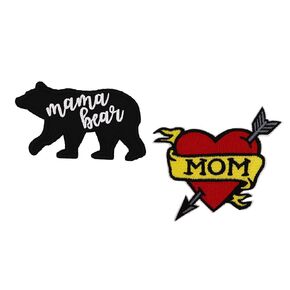 Valentines Day Mama Bear Mom Heart Tattoo Embroidered Iron On Patches