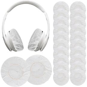 100PCS Headphone Ear Covers Disposable Earphone Overs Sanitary Non-Woven Stretch Earpad Covers Earcup Covers Fit for Most on Ear Headphones (11cm/4.33"(White))
