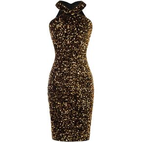 GRACE KARIN Sequin Dress for Women Sleeveless Sparkly Glitter Halter Dress Bodycon Mini Club Dresses 2024