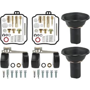 2 Pack Carb Carburetor Repair Gaskets Jets Rebuild Kit for Yamaha XVS650 V Star 650 1998-2016 Motorcycle