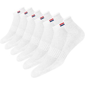 Men's Low Cut Athletic Cotton Cushion Ankle Socks with Sports Tab, Pack of 6