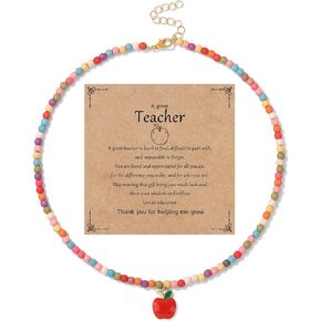 هدايا تقدير المعلم للنساء، قلادات مطرزة ملونة للمعلم اليدوية هدايا المعلم الشخصية الأشياء العصرية 18 قيراط مطلية بالذهب البوهيمي قلادة قلادة نهاية العام هدايا المعلم in Kuwait