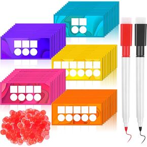152 Pack Phonemic Awareness Supplies Includes 50 Sound Box Mats,100 Pcs Plastic Chips,2 Pcs Markers-Teach Students to Map Sound Patterns Phonics Games Reading Games for School Office Home