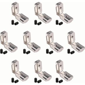 4Pcs Inside Corner Bracket Gusset，2 Hole Aluminum L Bracket Connector for 4040mm Aluminum Extrusion Profile 40x40 with Slot 8mm, Sliver Tone