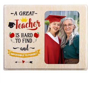 WhatSign Teacher Picture Frames Gifts - Best Teacher Frame 4x6 Photo Wooden Teacher Appreciation Picture Frame End of School Year Gifts for Teacher