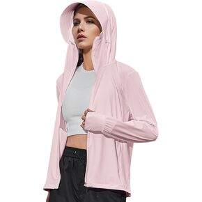 Gihuo Women's UPF 50+ Sun Protection Outdoor Light Jacket Full Zip Hoodie Sun Shirt With With Detachable Brim And Face Mask