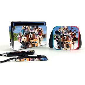 MightySkins Carbon Fiber Skin Compatible with Nintendo Switch OLED - Dog Selfie | Protective, Durable Textured Carbon Fiber Finish | Easy to Apply | Made in The USA