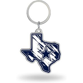 Rico Industries NFL Dallas Cowboys State Shape Keychain, 2 x 3-"