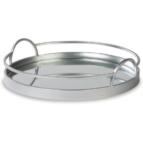 Signature Design by Ashley Adria Contemporary Metal Serving Tray with Mirrored Base, Black