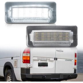 LED License Plate Lights Compatible w/ 2003-2006 Do'dge Sprinter 2500 3500 Van, OEM Led Number Lamps Replacement 6000K 18-SMD Led Xenon White Rear Tag Light Kit Assembly Canbus Error Free