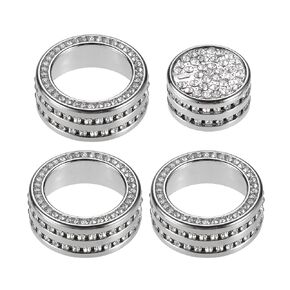 4 Pcs Car Air Conditioner AC Audio Volume Tune Switch Knob Ring Cover Compatible for Toyota Camry 2018-2020, Nonslip Aluminum Alloy Silver Tone