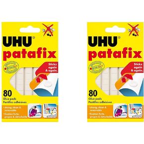UHU Patafix Glue Pad Removable Reusable White 80 Pads (2xPack)