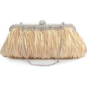 PULAMA Clutch Purse for Women, Pleated Satin Bridal Clutch Wallet Crossbody Evening Bag for Wedding & Prom Party in Saudi Arabia