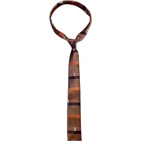 Loki Variant TVA Stripe Tie, Straight Brown Woven Office Tie| Men stripe woven silk tie | silk ties for men slim fit | classic men brown silk ties | premium men tie | slim striped ties