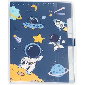 Cute File Folder 5 Pockets - Astronauts Universe Space Rocket Spacecraft Letter A4 Accordion Expanding File Paper Document Organizer Tabs with Cover (Purple)