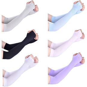 6Pairs Sunscreen Half Finger Cuff Sunscreen Arm Sleeves Hand Women&Men Fingerless Long Gloves