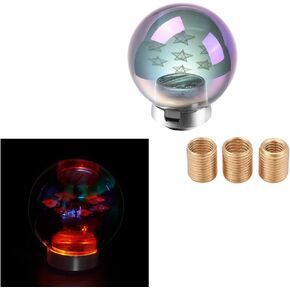 Blueshyhall LED Glass Crystal Shift Knob, Multicolor Gradient Gear Stick Shifter Lever Handle for at/MT Car Stick Lever Head (Star Pattern)