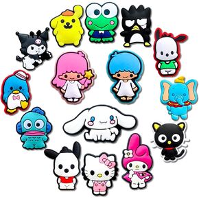 15,16Pcs Cartoon Shoe Charms for Croc Clog Slides Sandals, Anime Shoe Accessories for Girls Party Favor