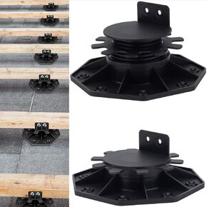 28Pack Adjustable Deck Support Pedestal Deck Foundation Base Support for Floating Deck Platform Deck Floor Height Adjustment Raising from 0.6" to 0.8 ", Black