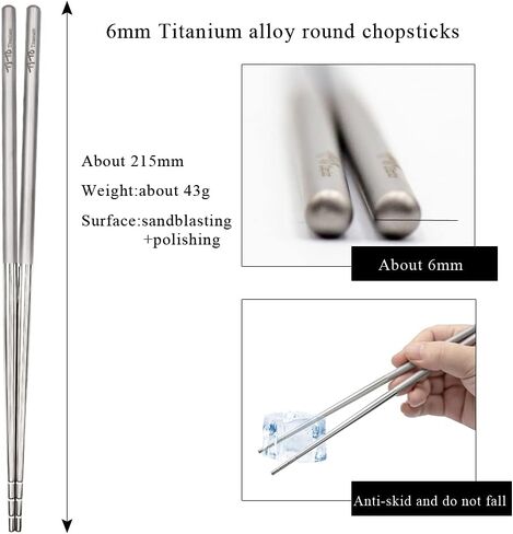 TiTo Solid Titanium Chopsticks for Camping Picnic and Hiking Reusable Lightweight Outdoor Tableware 1 Pairs (6x160mm) in Saudi Arabia