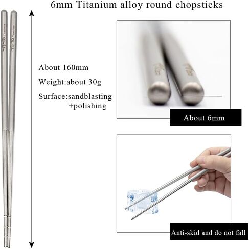 TiTo Solid Titanium Chopsticks for Camping Picnic and Hiking Reusable Lightweight Outdoor Tableware 1 Pairs (6x160mm) in Saudi Arabia