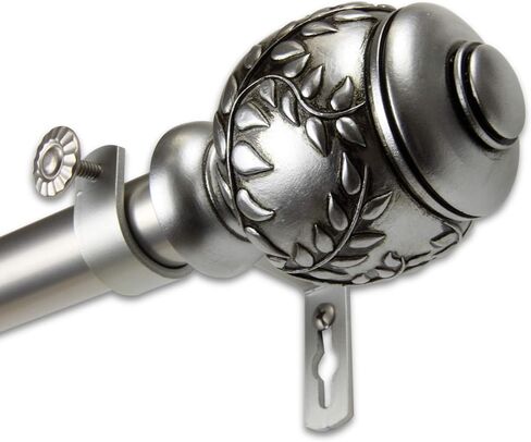 Rod Desyne 1" Colette Curtain Rod, 120-170", Satin Nickel in Saudi Arabia