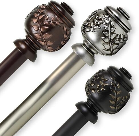 Rod Desyne 1" Colette Curtain Rod, 120-170", Satin Nickel in Saudi Arabia