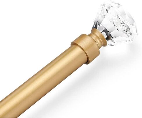 Orger 2 Pack 1 Inch Diameter Crystal Curtain Rod with Diamond Designed Finials, Decorative Single Drapery Rod Adjustabe Length From 22" Extends to 42", Satin Nickel Window Treatment Rod for Home Decor in Saudi Arabia