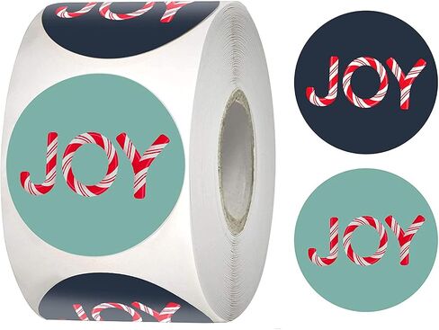 Easykart 500 Christmas Joy Stickers in Roll, 1.5 Inch Size with Spot UV Effect, Best Suitable for Christmas Decorations, Seals Cards Envelopes, Gifting and Kids Activities (1 Pack) in Saudi Arabia