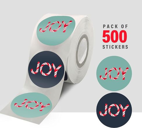 Easykart 500 Christmas Joy Stickers in Roll, 1.5 Inch Size with Spot UV Effect, Best Suitable for Christmas Decorations, Seals Cards Envelopes, Gifting and Kids Activities (1 Pack) in Saudi Arabia