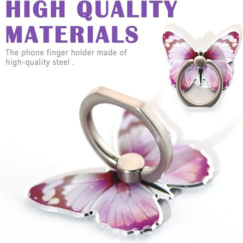 مجموعة من 4 قطع من حامل الهاتف المحمول على شكل فراشة لطيفة، حامل حلقة للهاتف الخلوي على شكل فراشة، مقبض حلقة للهاتف يدور 360 درجة متوافق مع جميع الهواتف الذكية اللوحية (الوردي والأصفر والأرجواني والأخضر) in Kuwait
