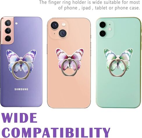مجموعة من 4 قطع من حامل الهاتف المحمول على شكل فراشة لطيفة، حامل حلقة للهاتف الخلوي على شكل فراشة، مقبض حلقة للهاتف يدور 360 درجة متوافق مع جميع الهواتف الذكية اللوحية (الوردي والأصفر والأرجواني والأخضر) in Kuwait