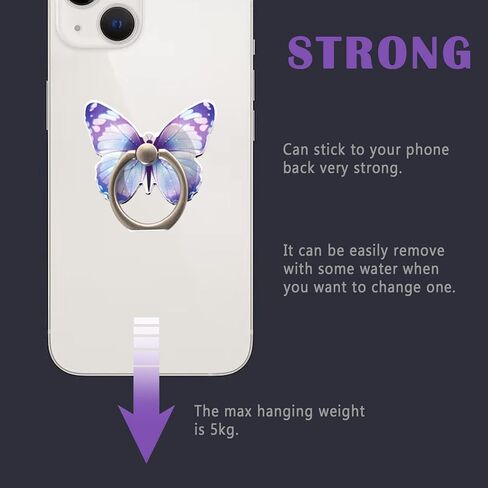 مجموعة من 4 قطع من حامل الهاتف المحمول على شكل فراشة لطيفة، حامل حلقة للهاتف الخلوي على شكل فراشة، مقبض حلقة للهاتف يدور 360 درجة متوافق مع جميع الهواتف الذكية اللوحية (الوردي والأصفر والأرجواني والأخضر) in Kuwait