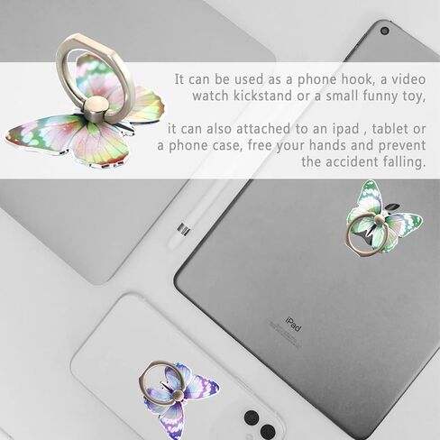 مجموعة من 4 قطع من حامل الهاتف المحمول على شكل فراشة لطيفة، حامل حلقة للهاتف الخلوي على شكل فراشة، مقبض حلقة للهاتف يدور 360 درجة متوافق مع جميع الهواتف الذكية اللوحية (الوردي والأصفر والأرجواني والأخضر) in Kuwait