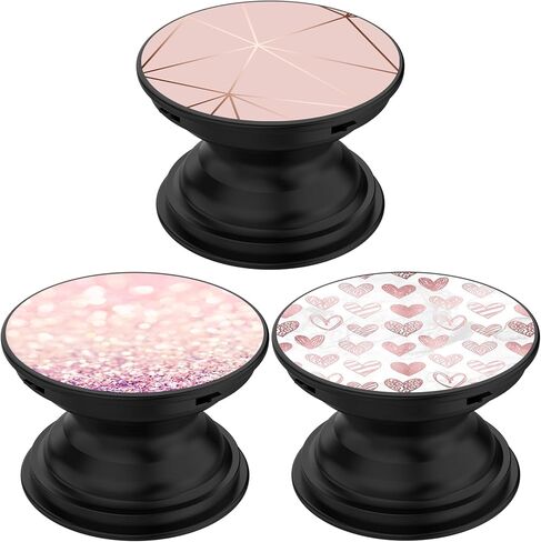 حامل الهواتف المحمولة والأجهزة اللوحية من Birsppy ATAZUA (عبوة من 3 قطع) - رخام أسود وذهبي وردي وقلب مبتسم أبيض in Kuwait