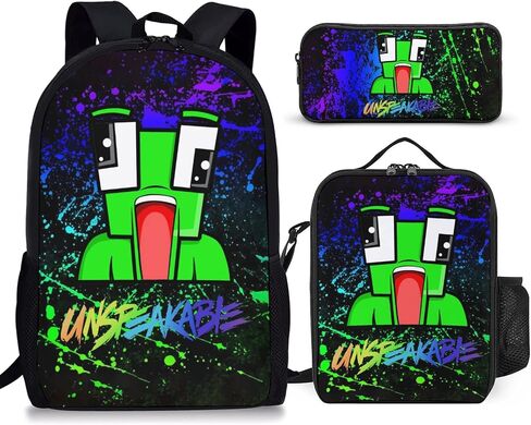 3PCS 17 Inch Kids Backpack with Lunch Box,Lightweight Travel School Backpack,Back to School Boys Girls Laptop Bags，Gift for Fans Style-3 in Saudi Arabia