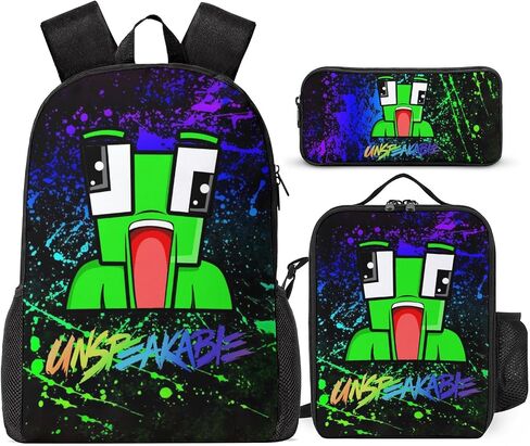 3PCS 17 Inch Kids Backpack with Lunch Box,Lightweight Travel School Backpack,Back to School Boys Girls Laptop Bags，Gift for Fans Style-3 in Saudi Arabia