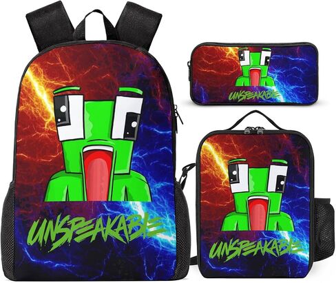 3PCS 17 Inch Kids Backpack with Lunch Box,Lightweight Travel School Backpack,Back to School Boys Girls Laptop Bags，Gift for Fans Style-3 in Saudi Arabia