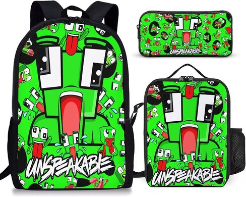 3PCS 17 Inch Kids Backpack with Lunch Box,Lightweight Travel School Backpack,Back to School Boys Girls Laptop Bags，Gift for Fans Style-3 in Saudi Arabia