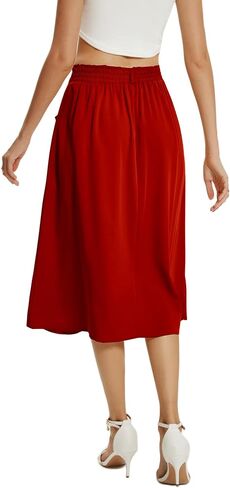 TONCHENGSD Women's High Waist Midi A-line Skirt with Pocket in Saudi Arabia