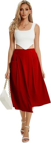 TONCHENGSD Women's High Waist Midi A-line Skirt with Pocket in Saudi Arabia
