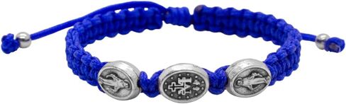 Miraculous Medal Woven Bracelet | Adjustable Size | Christian Fashion Accessory | Great Catholic Gift for First Confession and First Holy Communion | Made in Italy in Saudi Arabia